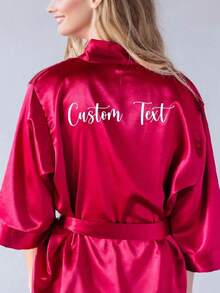 Customized Satin Bride Robe With Lace Trim, Customized Bride & Bridesmaid Wedding Robe, Personalized Satin Robe, Customized Bride Robe, Bridesmaid Prep Robe, Wedding Party Robe, Lace Trim Robe, Customized Name Robe, Bride Robe Gift, Bridal Party Gift, Silky Loungewear, Bride Party Matching Silky Loungewear Gift, Prep Robe - Multicolor - View 9