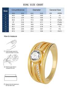 Women's Gold-Plated Multi-Layer Ring Set, Featuring Round Cubic Zirconia Main Stone And Pave Zirconia Accents, Minimalist Elegant Design, Suitable For Daily Commute And Work Outfits, An Ideal Gift For Fashion Enthusiasts - Gold - View 4