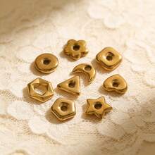 5-Piece 304 Stainless Steel 18K Gold-Plated Multi-Element Large-Hole Bead DIY Charm Jewelry Necklace Bracelet Making Accessories Women's Stainless Steel Jewellery Handmade Components - Bead - View 3