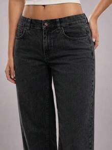 Two-Pack Of Mixed Blue And Black Wide-Leg Straight-Leg Pants With Zipper, For Everyday Use, Long Leg, And Streetwear. - View 7