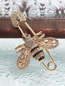 1pc Luxury Fully Rhinestone Bee Brooch, Delicate Cartoon Hollow Out Coat/Suit Brooch Pin Accessory - Multicolor - View 1