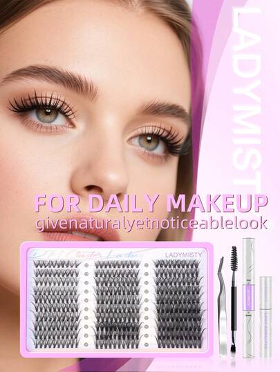 zwellbe Eyelash Cluster Set, Delicate Natural Fluffy Eyelash Clusters, 10mm 12mm 14mm 16mm 18mm Mixed Cluster Eyelash Extension Set, D-Curl Curly, DIY Individual Eyelash Kit Includes Adhesive And Sealing Eyelash Glue