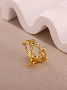 1枚独特不对称几何镂空戒指，18K镀金可调节开口戒圈，时尚配饰，个性化时尚礼物 - 彩色 - 查看 5