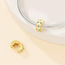 A Silver Plated Gold Series - Star Moon Dragonfly Buckle Bead Suitable For 3mm Original Bracelet Necklace DIY Bead Women's Daily Gift Birthday Party Holiday Gift - Gold - View 6