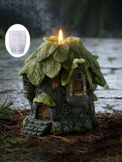 This Resin Silicone Mold Adopts The Design Of A Dreamy Forest Cottage, With Delicate Doors, Windows, And A Roof. This Easy-To-Demold And Reusable Silicone Mold Is Very Suitable For Making Scented Candles.