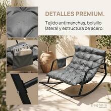 Moderna mecedora, elegante sillón, apto para salones y uso en exteriores, color gris. - Gris - Ver 3