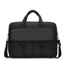 NEWHEY 15.6 Inch Waterproof Men's Laptop Bag, Casual Messenger Bag, College Student Briefcase, Fashion Shoulder Handbag, Office Laptop Bag - Black - View 2