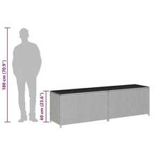vidaXL Gartenbox Auflagenbox Kissenbox Kiste Gartentruhe Truhe Box Auflagenkiste Garten Poly Rattan 200x50x60cm Grau - xám - Xem 6