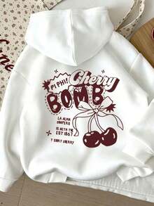 Women's Kangaroo Hoodie, Comfortable, Fashionable Winter Casual Style, Fleece-Lined Cotton. - 白色 - 查看 2