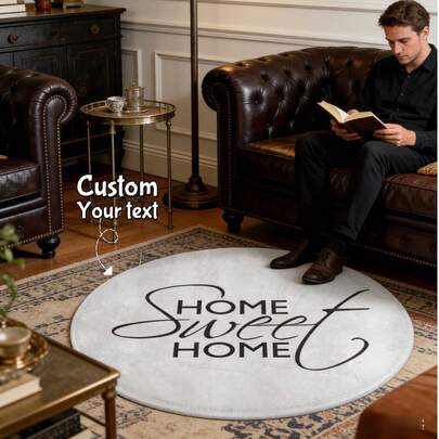 1 Thảm tròn cá nhân hóa - Thảm trải sàn phòng ngủ in chữ theo yêu cầu, thảm mềm thấm hút nước với lớp lót chống trơn trượt, trang trí phong cách cho phòng trẻ em, phòng ngủ và phòng khách, quà tặng cho gia đình, sinh nhật và tân gia.