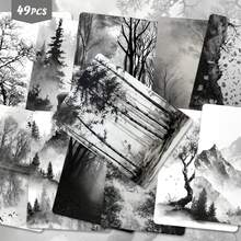 49pcs Solid Color Forest Healing Sticker Pack | Gentle Vinyl Stickers With Elegant Woodland And Atmospheric Landscape Designs | Suitable For Laptops, Water Bottles And Gifts | Perfect For Nature And Art Lovers And Atmosphere Enthusiasts - Rectangle - View 8