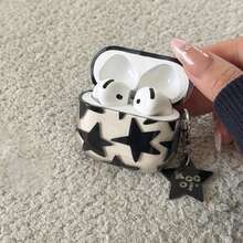 简约优雅透明黑色星星吊坠耳机保护套，适用于 Pro 2、可爱 Apple 4 简约 3 新款半代女士耳机保护套 - 黑色 - 查看 5