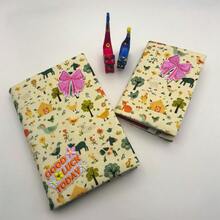 1pc Handmade Quirky Animal Print Fabric Book Cover, Flat Printed Planner/Notebook Sleeve, Gift For Book Lovers & Couples - Single Piece - View 3