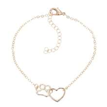 1条猫爪和爱心吊坠手链，适合日常佩戴 - 銀色 - 查看 3