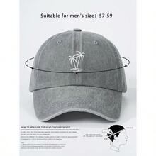 1pc Women Embroidered Palm Tree Washed Baseball Cap, Adjustable Outdoor UV Protection Sun Hat For Spring Autumn Travel Beach Vacation, Y2K Style Unisex Youth Cap - D - View 11