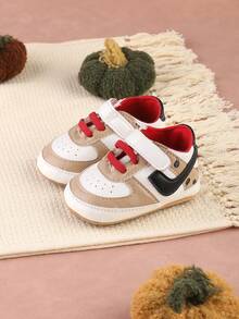 1 Pair Toddler Shoes With Contrasting Color Design, Versatile Sports Shoes, Suitable For Spring And Autumn - Apricot - View 3