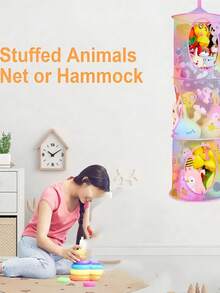 可折疊毛絨動物網袋吊床式收納籃,3格懸掛式網格收納籃,適用玩具、襪子與衣物,浴室收納籃,省空間家居房間浴室裝飾收納整理,臥室房飾,返校季 - 彩色 - 查看 10