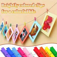 Mini Wooden Clothespins, Colorful Wood Clips, Photo Clips, DIY Craft Clips, Christmas Decoration, Wedding Decor, Party Supplies, Photo Wall Clips, Hanging Pegs, Small Wooden Clips - Random Color - View 3