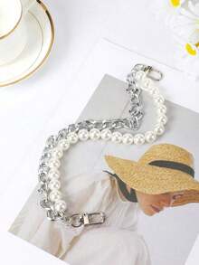 1pc Fashion Large Pearl Chain Strap, Suitable For Handbag Accessory - Gold - View 1