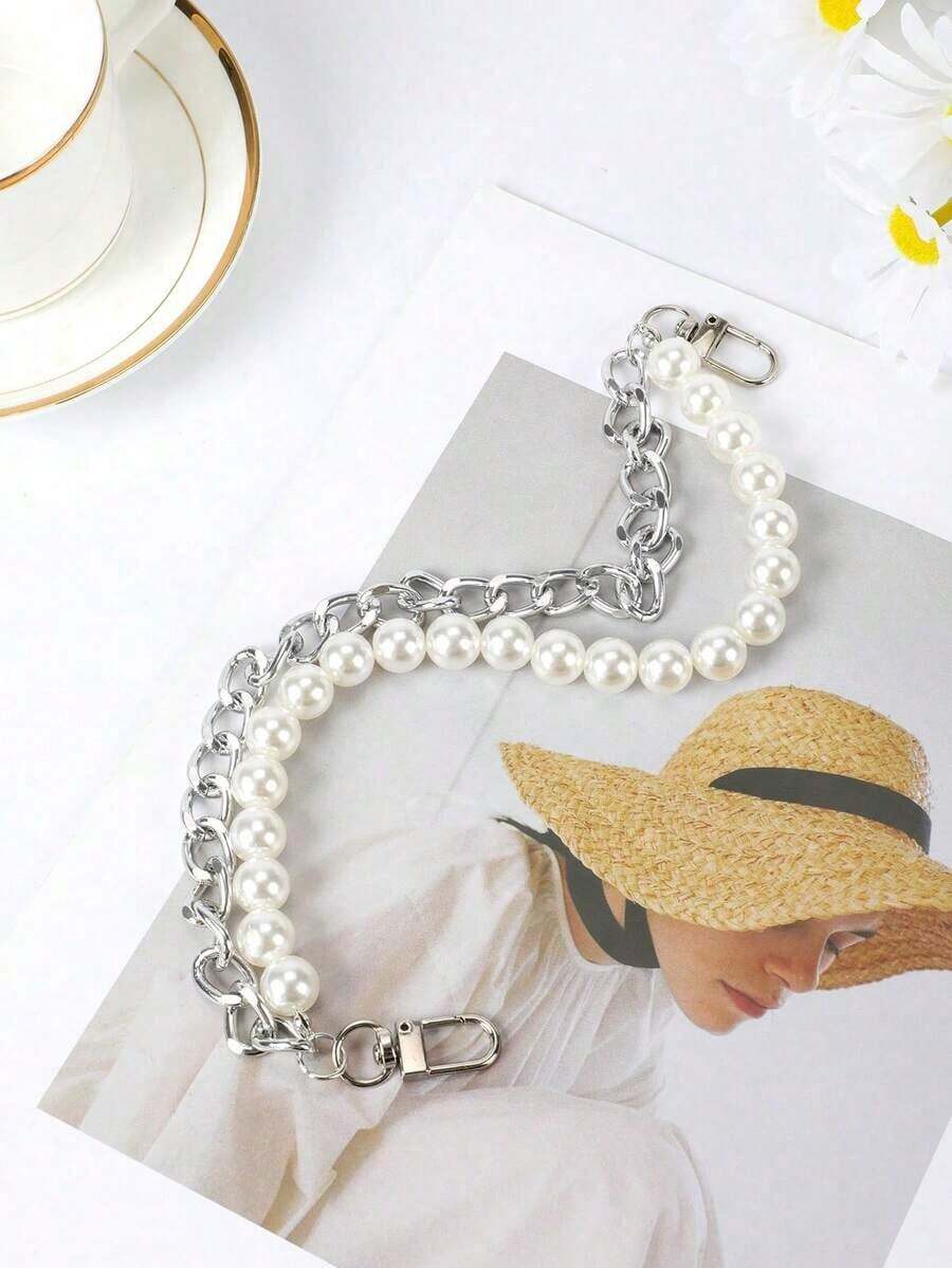 1pc Fashion Large Pearl Chain Strap, Suitable For Handbag Accessory - Gold - View 1