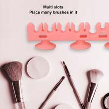 Estante de pared de silicona para brochas de maquillaje, azul, grande, 2 estantes, multifuncional, suave y delicado, con ventosas autoadhesivas, para cosméticos y artículos pequeños - Multicolor - Ver 2