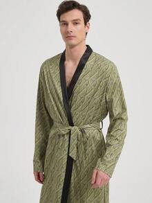 Áo choàng mặc nhà thời trang thường ngày dành cho nam, tay dài. - màu xanh lá - Xem 4