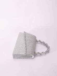Glitter Wrapped Wrist Clutch Bag, Handheld & Crossbody For Women Evening Party - Silver - View 3