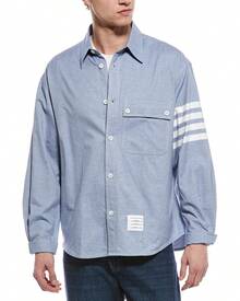 Thom Browne 4 Bar Oversized Shirt - Blue - View 2