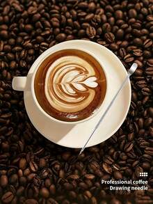 Caneta de Arte em Latte de Luxo, Caneta de Arte em Latte com Cabo de Pau-rosa, Ferramenta de Escultura de Arte em Latte, Caneta de Arte em Café de Aço Inoxidável com Cabo de Madeira, Ferramenta de Caneta de Arte em Latte para Cappuccino, Espresso, Decoração e Escultura de Café, Ferramenta Reutilizável de Decoração de Bebidas para Cafés, Casa, Escritório, Amantes de Café, Presente de Feriado, Suprimentos de Barista - Multicolorido - Visão 2