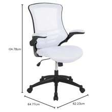 Silla de Oficina Giratoria Silla de Escritorio con Respaldo Completo Silla Ergonómica con Respaldo de Malla Blanca y Reposabrazos Abatibles - Blanco - Ver 3