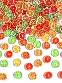 30/50/Pcs Nail Resin Accessories DIY Craft Materials Base Caps Cream Glue Headdress Phone Stickers Mini Fruit Slices - Multicolor - View 4