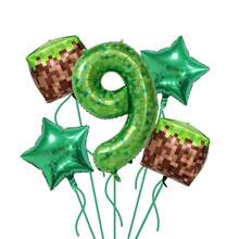 Set de 5 globos con números de temática de juego de píxeles, adecuado para fiestas y celebraciones de cumpleaños, decoración de pared - 1 - Ver 11