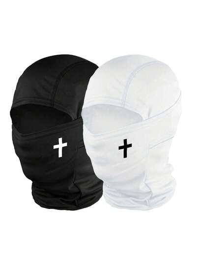 1/2pcs Unisex Balaclava Hat, Versatile Printed Breathable Sports Face Mask, Sweat-Absorbent Multifunctional Beanie For Outdoor Hiking, Cycling