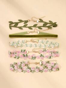 5pcs Fashionable Lace Heart-Shaped Decorative Necklace - Nhiều màu 2 - Xem 6