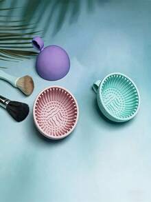 1pc Makeup Brush Cleaning Bowl, Solid Silicone Brush Mat, Silicone Makeup Brush Cleaning Bowl, Brush Cleaning Mat, For Cleaning Eyebrow Brush, Blush Brush, Powder Blush Brush, Eyeshadow Brush - Multicolor - View 6