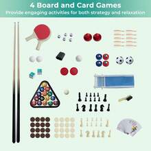 COSTWAY 10-In-1 Combo Game Table Set, Multi Game Table W/ Foosball, Air Hockey, Pool, Ping Pong, Shuffleboard, Bowling, Chess, Checkers, Backgammon, Stackable Combination Table Set For Home, Office, Bar, Brown - Brown - View 9