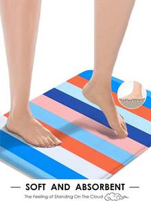 1/4 件套北欧极简条纹浴室浴帘套装，72 英寸*72 英寸 - 彩色条纹防水耐用浴室配件 - 包括马桶盖套、U 型马桶垫和防滑地垫，采用针织涤纶面料制成 - 可水洗，防霉 - 适合春季、家庭/酒店/单身公寓/户外露营/学校宿舍/西式/度假浴室装饰，返校必备，乔迁礼物[附赠 12 个挂钩] - 彩虹條紋 - 查看 7