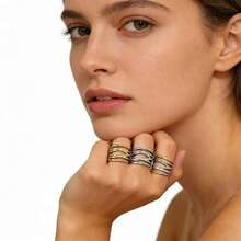 1 pieza Anillo de mujer de uso diario de acero inoxidable de moda con varios niveles, estilo minimalista exagerado, de tres colores, de titanio, de acero de 18K, impermeable, resistente a la decoloración y de alta calidad - Anillo de mujer en forma de cruz - Ver 4