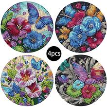 Bộ 4 tấm lót bàn tranh đính đá hình bướm và hoa, tranh khảm mosaic thủ công tự làm, tranh đính đá pha lê tròn chịu nhiệt, bộ dụng cụ thủ công mỹ nghệ, trang trí nhà bếp và phòng ăn, quà tặng thủ công, thích hợp trang trí nhà cửa hoặc làm quà tặng sinh nhật và ngày lễ. - BS110+ - Xem 11