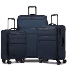 TSA Lock 360° Spinner Wheels Expandable Lightweight Softshell Polyester Luggage Carry-On, Cabin, 20/24/28 Inch Suitcase & 3-Piece Set For Travel - Navy Blue - View 15