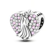 1 Pc Fashion Heart Sparkling Beads Dangle Charm Silver Plated Fit Bracelet Necklace DIY Holiday Gift - Multicolor - View 6