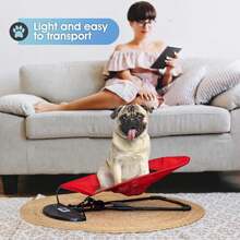 Cat, Dog Rocking Chair - Dog Rocking Chair For Frenchie, French Bulldog Rocking Chair Bed, Dog Lounge Chair Outdoor, Bouncer Chair, Portable Foldable Pet Rocking Chair - Red - View 8