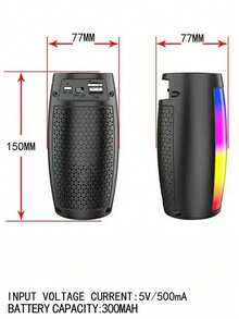 户外便携式无线立体声扬声器，防水设计，支持TWS立体声低音，可连接存储卡/U盘，可连接智能手机/平板电脑，带LED彩色灯光，无线蓝牙音乐扬声器 - 黑色 - 查看 12