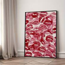 1 Peça Pôster em Tela Beijo de Cereja - Arte Moderna em Tinta, Imagem de Casal se Beijando Sem Moldura, Adequada para Decoração de Quarto, Sala de Estar - Presente Perfeito para Páscoa, Dia das Mães, Dia dos Pais - Decoração de Verão e Outono - Quadros para Decoração de Sala de Estar, Pôsteres, Decoração de Parede Sem Moldura - A - Visão 2