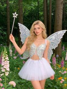 2件套仙女翅膀和星星魔杖，适合各种节日派对 - 彩色 - 查看 5