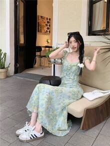 Women Long Dresses - Green - View 2