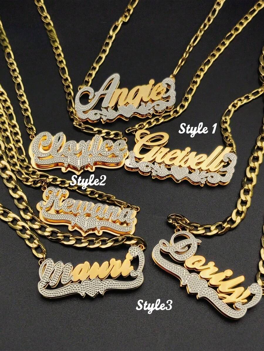 DOREMI Stainless Custom Nameplate Necklace 3D Pendant Necklace Personalized Custom Name Jewelry For /Boy Free Shipping - Style 3 - View 1