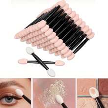 100支/50支化妆海绵眼影刷套装,眼影刷,化妆刷,双头软海绵眼影迷你化妆工具,情人节礼物,旅行必备,女生最爱 - 彩色 - 查看 3