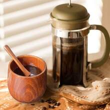 Natural Wood Cup & Spoon Set - 130ml Handcrafted Wooden Mug For Coffee, Tea, Milk, Ideal Gift - Random Color - View 10