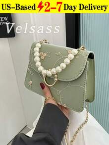 Fashion Chain Handbag Floral Shell Crossbody Bag Women Shoulder Bag , Green - màu xanh lá - Xem 9